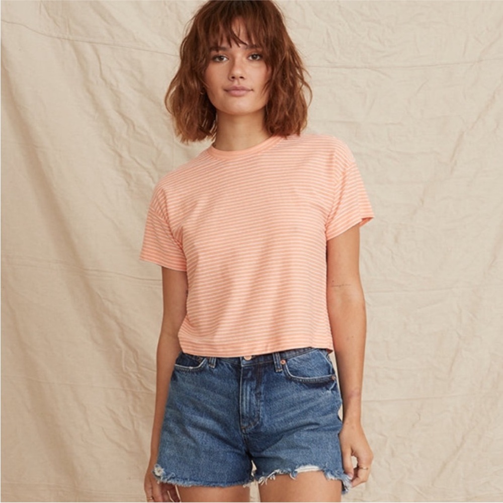 Marine Layer Lydia Striped Tee in Papaya Punch